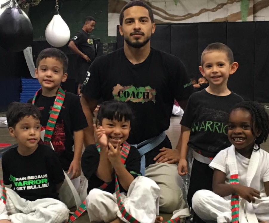 Coach Steve with kids at Jungle Gym Martial Arts